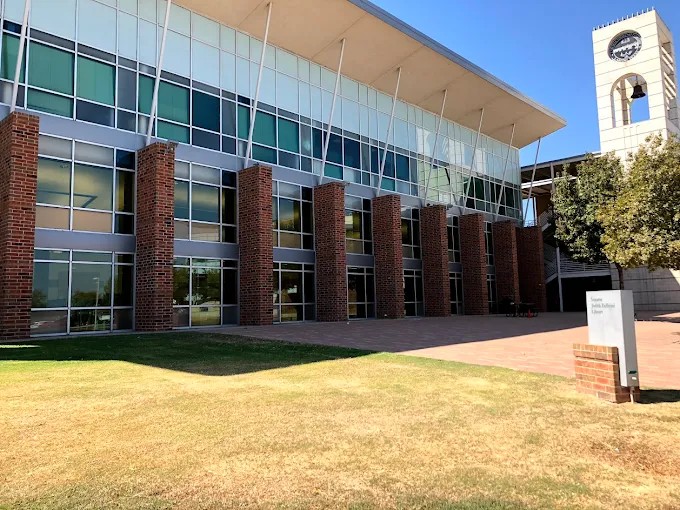 Exterior view of the Senator Judith Zaffirini Library building, located on the South Campus