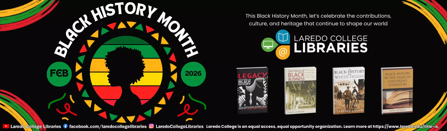 Banner celebrating Black History Month and the books available for checkout