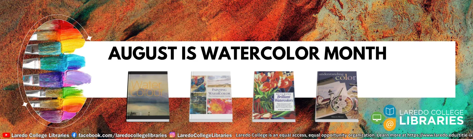 august is watercolor month banner with books to promote the books on the topic